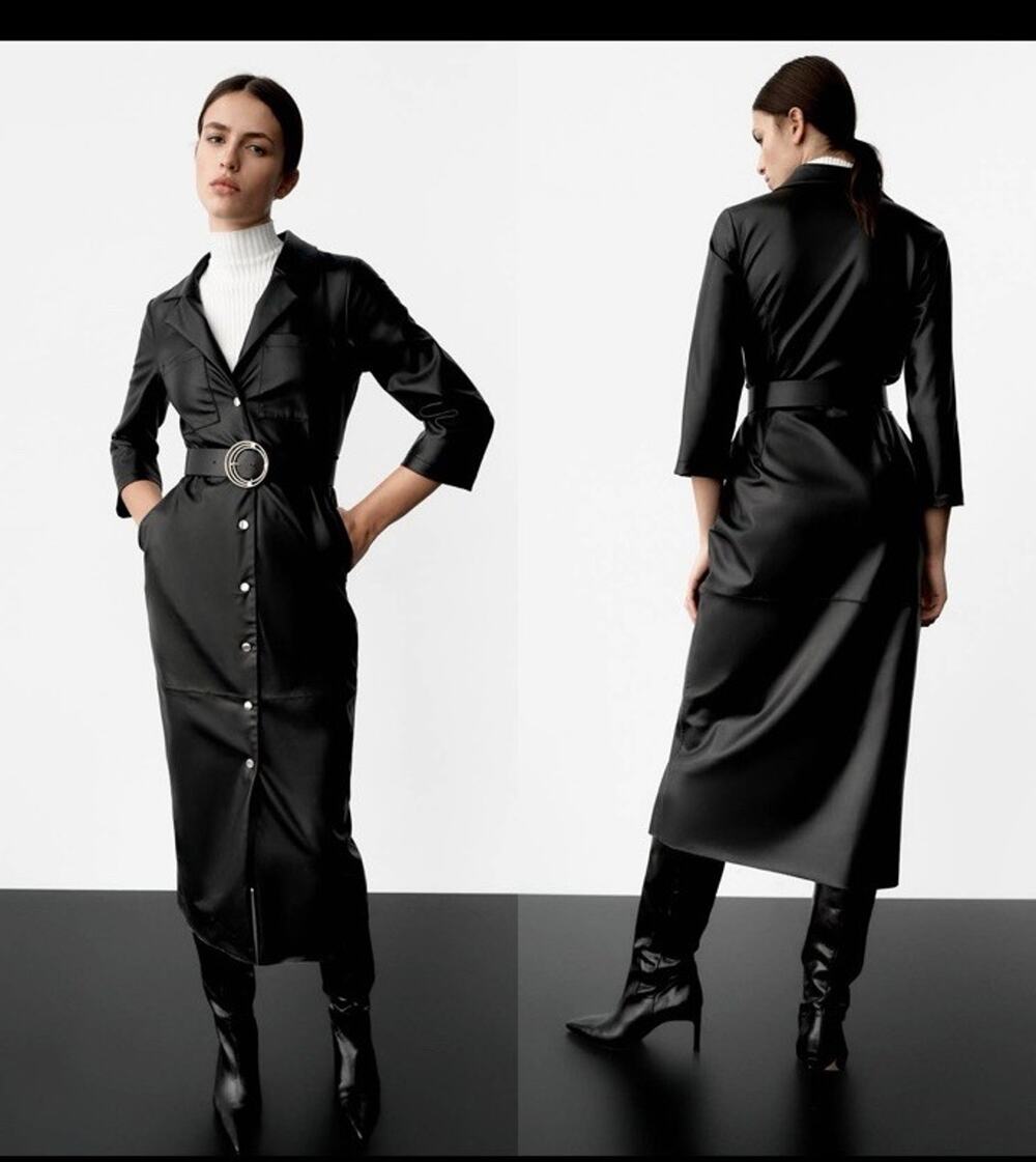 Black Zara Pencil Dress Vegan Leather Sm Matrix Goth Sexy Belt Not Included